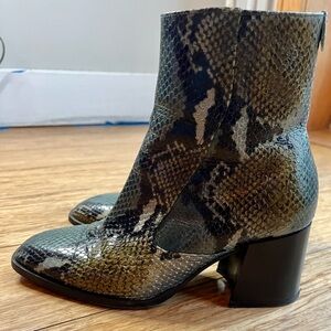 Labucq Jules Snakeskin Ankle Boots with Block Heel